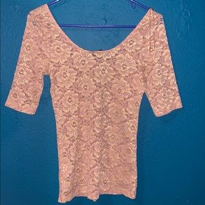 See threw glitter pink/tan shirt